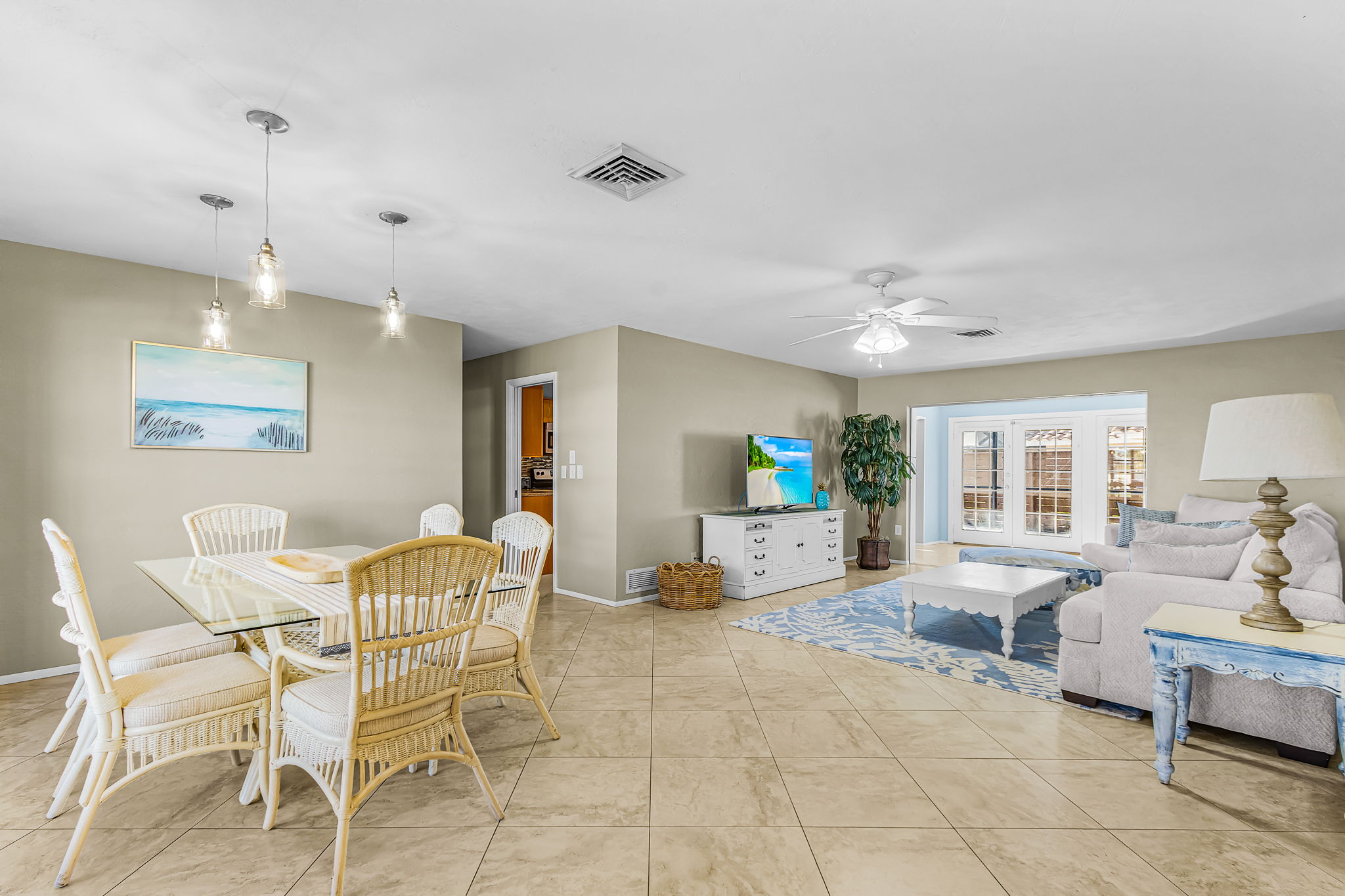 Open living and dining area